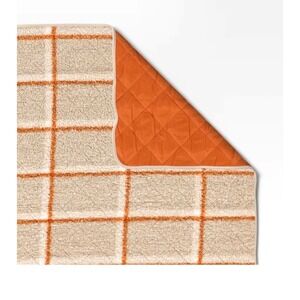 Room Essentials Anywhere Throw Orange Plaid Sherpa Reversible Picnic Blanket